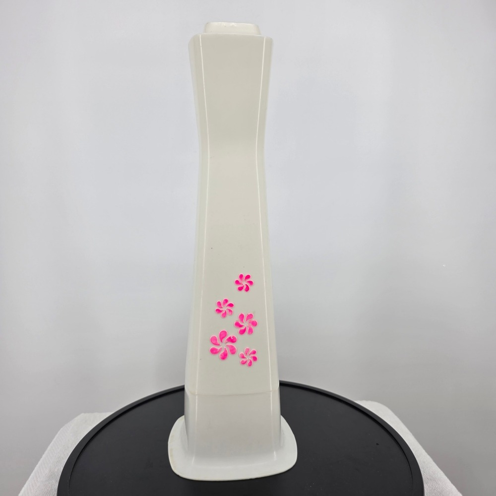 Vintage Rubbermaid Party Plan Plastic Toilet Brush Caddy Pink Floral Retro Decor